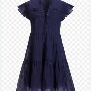 Boston Proper Tiered Shift Dress Womens Ruffle High Neck Detachable Slip